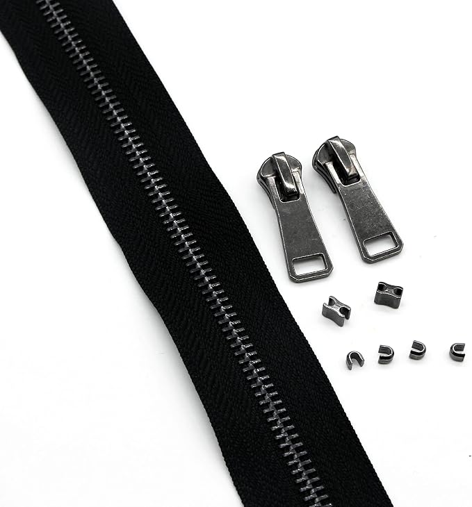 #5 Metal Zippers by The Yard Bulk 2 Yards Black Tape - Image 4
