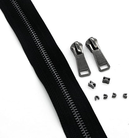 #5 Metal Zippers by The Yard Bulk 2 Yards Black Tape - Image 4