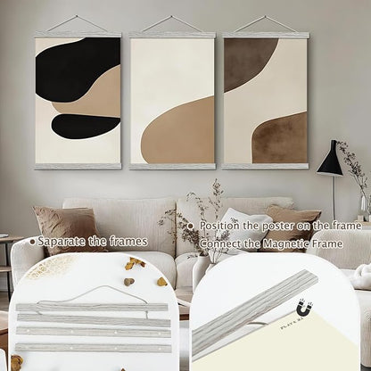 Artmag Magnetic Poster Hanger Frame, 18x24 18x12 18x28 Light Wood Wooden Magnet - Image 3