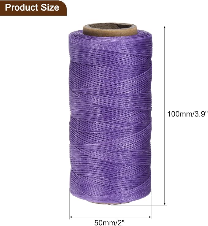 Uxcell 150D 0.8mm Flat Waxed Thread, 284 Yards Polyester, Dark Purple, Leather - Image 2