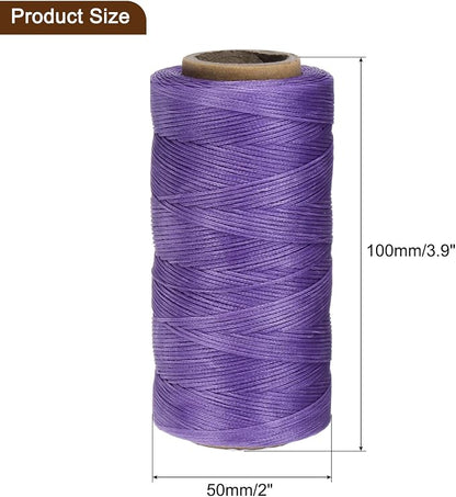 Uxcell 150D 0.8mm Flat Waxed Thread, 284 Yards Polyester, Dark Purple, Leather - Image 2
