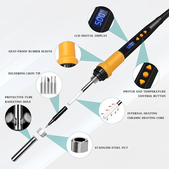 Soldering Iron Kit, 80W LED Display Adjustable Temperature Soldering Iron Kit - Image 3