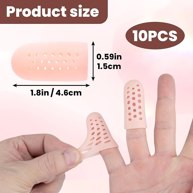 PAGOW 10pcs Gel Finger Cots/Covers, Silicone Finger Protector Support, Finger - Image 2