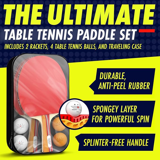 NIBIRU SPORT Professional Ping Pong Paddle Sets, 2 Paddle or 4 Paddle Table - Image 2