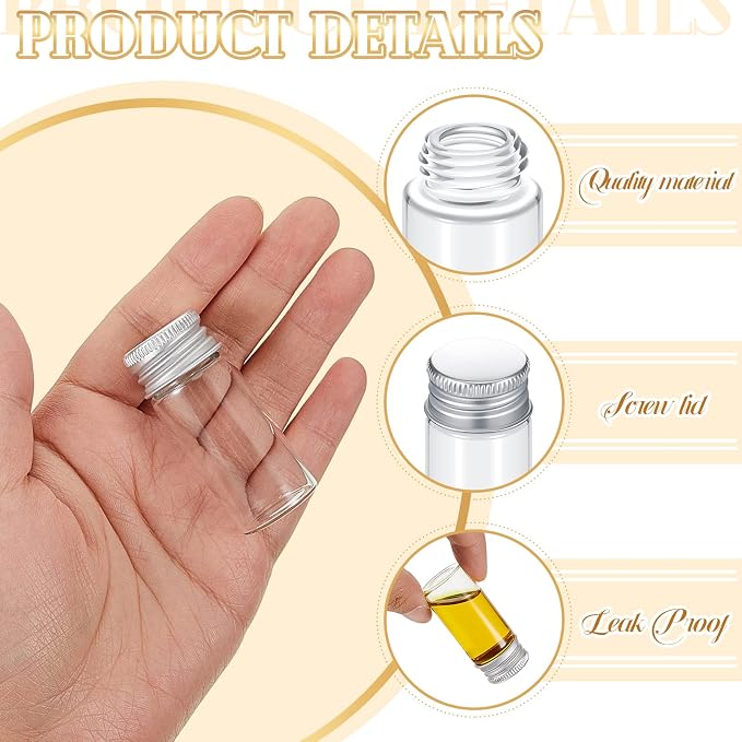 100 Pcs Small Clear Vials Spice Mini Jars - Image 3