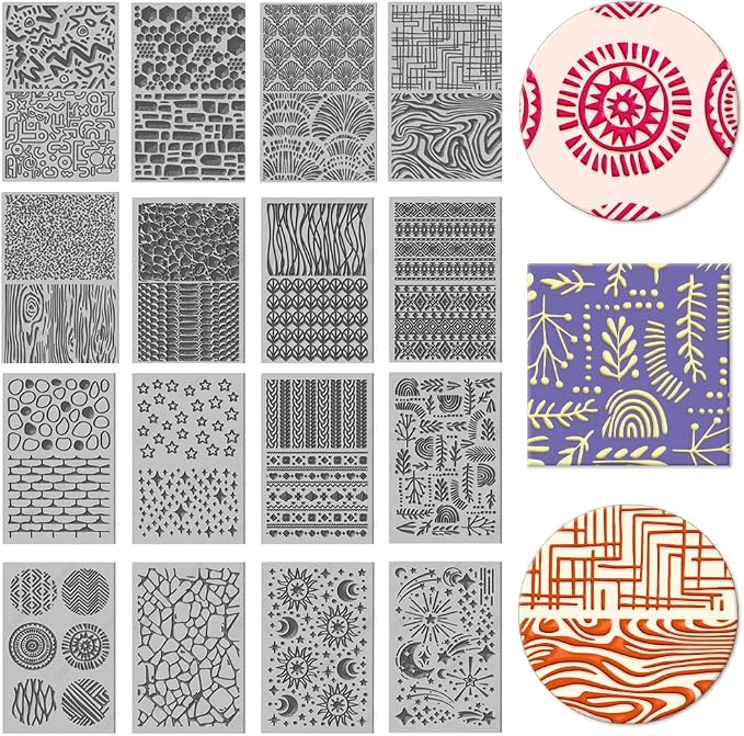 CHGCRAFT 16 Sheets 16 Styles Natural Knitted Texture Polymer Clay Texture Mat by chgcraft