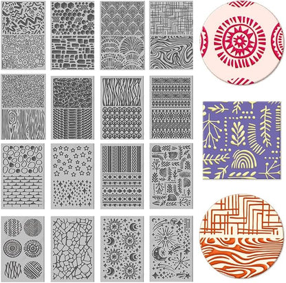 CHGCRAFT 16 Sheets 16 Styles Natural Knitted Texture Polymer Clay Texture Mat by chgcraft