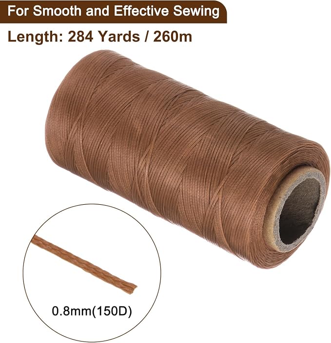 uxcell Leather Sewing Waxed Thread, 284 Yards / 260m 0.8mm 150D Flat Polyester - Image 2