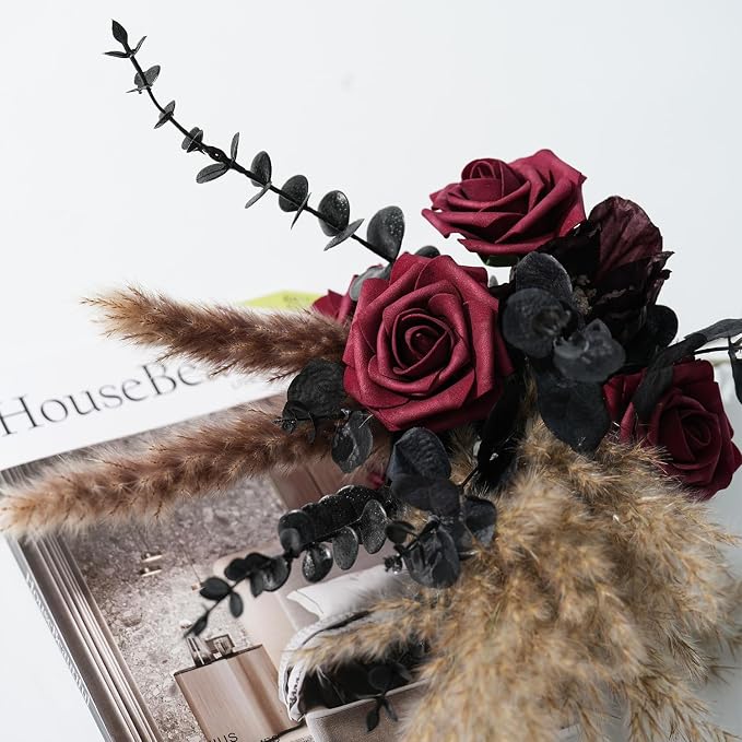 Artificial Flowers Foam Fake Roses 25pcs Dark Red Roses - Image 6