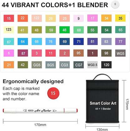 Smart Color Art Art Markers, 44 Coloring Markers and 1 Blender, 45 Pack Alcohol - Image 3