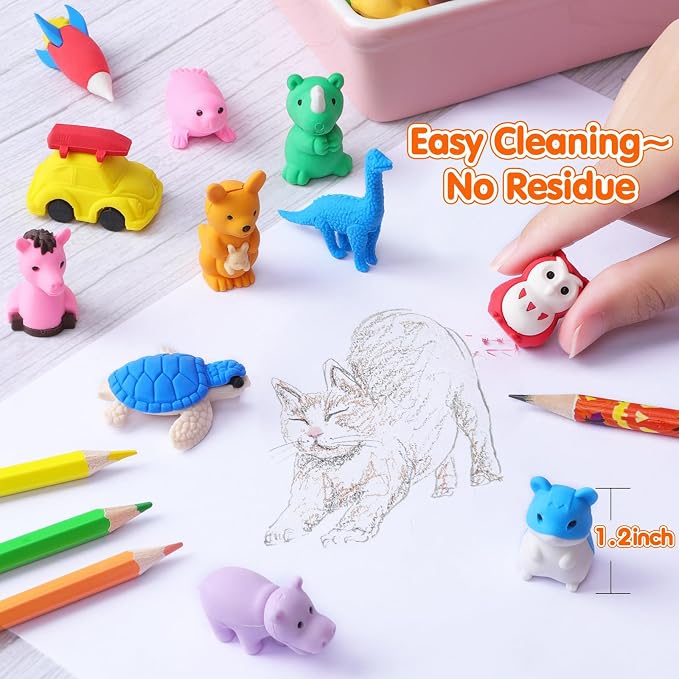100 Pack Animal Erasers Desk Pet - Image 5
