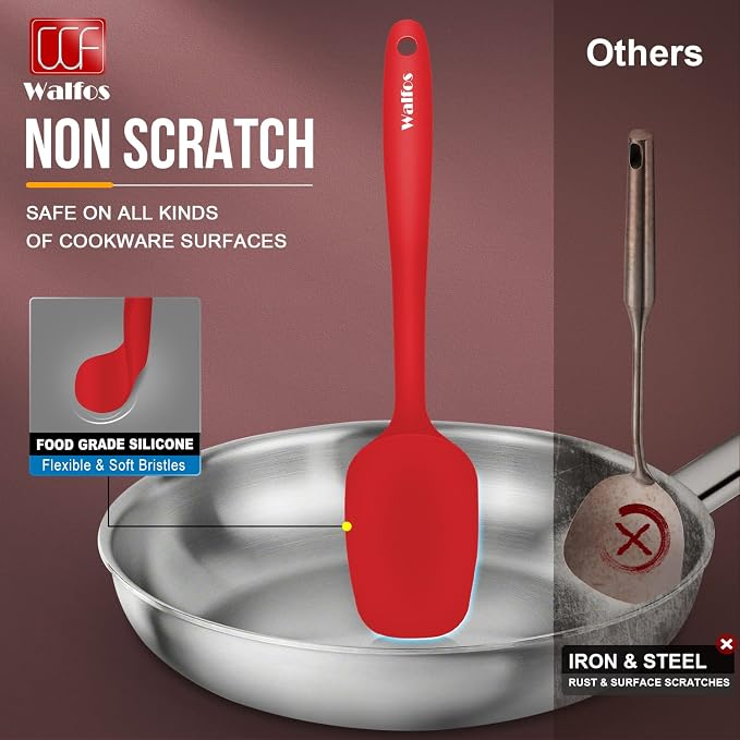 Walfos Silicone Spatula Set of 5-600°F Heat Resistant Kitchen Scraper Spatulas - Image 4