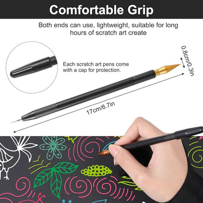9Pcs Scratch Art Tools Set Including Artist Glove, Tool Bag, Scratch Coloring - Image 7