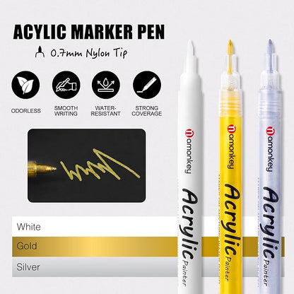 White, Permanent Acrylic Ink for Rock, Pens for DIY Crafts, Art & Fine Detailing - Image 2