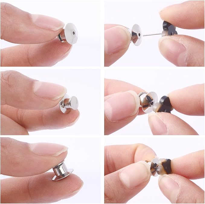 DECYOOL 100PCS Metal Locking Pin Backs, Pin Keepers Clasp Pin Backs Locking - Image 4