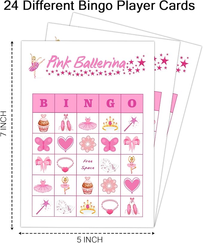 Ballerina Party Bingo Game Cards, Ballet Dance Themed Bingo Card - Image 3