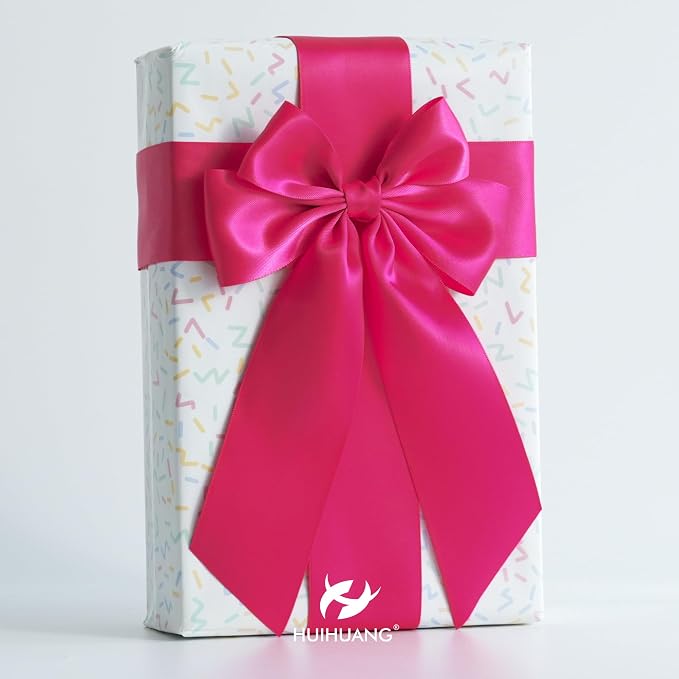 HUIHUANG Hot Pink Satin Ribbon - Image 3
