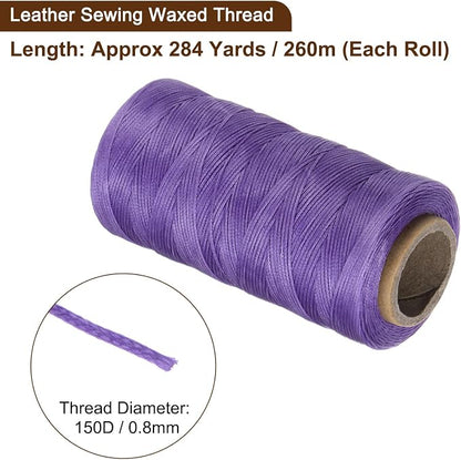 Uxcell 150D 0.8mm Flat Waxed Thread, 284 Yards Polyester, Dark Purple, Leather - Image 3