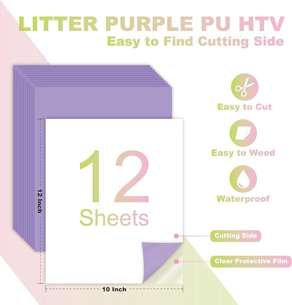 Light Purple PU Heat Transfer Vinyl, Compatible - Image 2