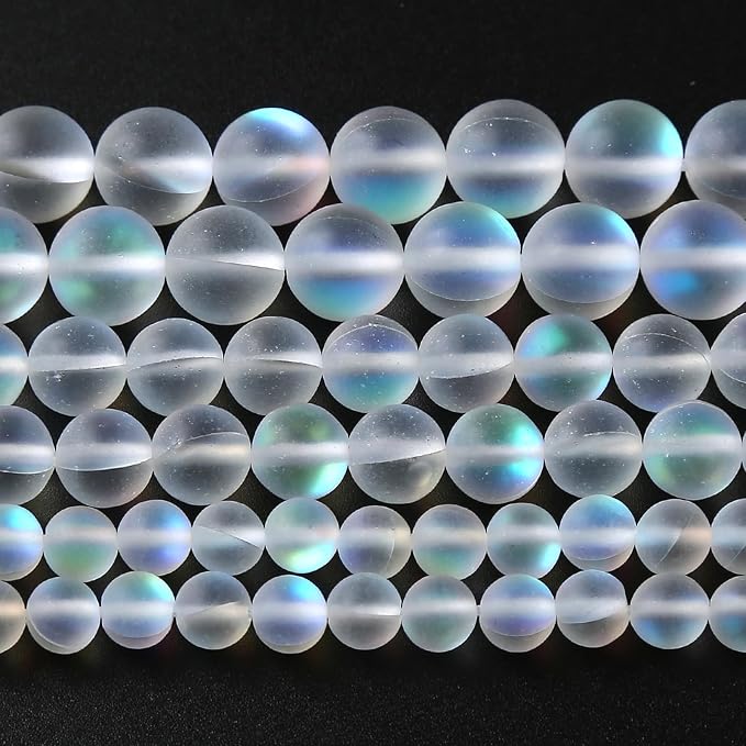 72PCS 10MM Aurora Moonstone Crystal Glass Beads Gem Round Loose Beads - Image 3