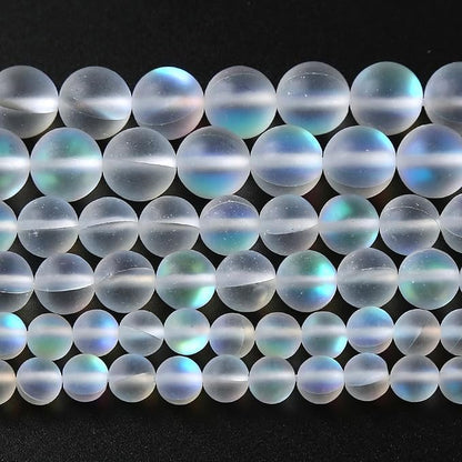 72PCS 10MM Aurora Moonstone Crystal Glass Beads Gem Round Loose Beads - Image 3