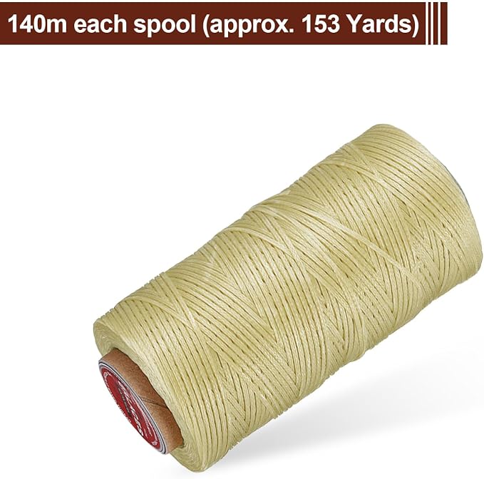 uxcell Flat Leather Sewing Waxed Thread, 140m / 153 Yards Polyester Wax String - Image 3