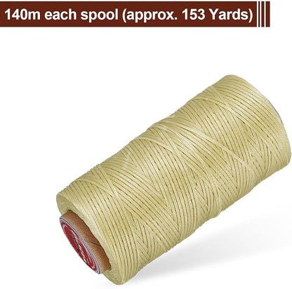 uxcell Flat Leather Sewing Waxed Thread, 140m / 153 Yards Polyester Wax String - Image 3