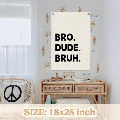 Boys Room Decor, Playroom Wall Decor, Bro Dude Bruh Wall Hanging Pennant Flag - Image 2