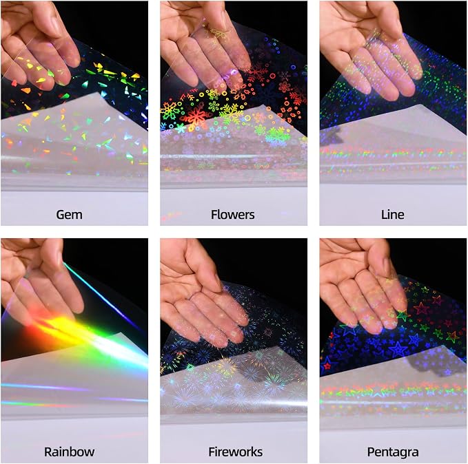 36 Sheets Holographic Sticker Paper, Transparent Overlay Lamination Sticker - Image 4