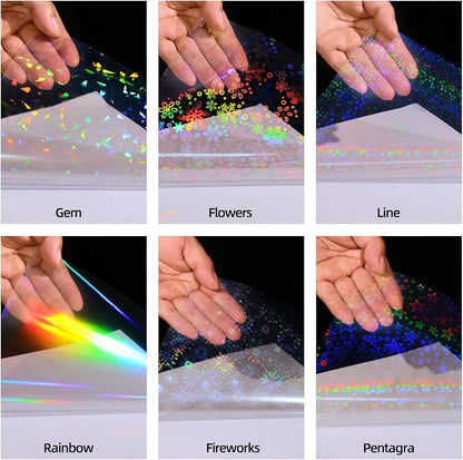 36 Sheets Holographic Sticker Paper, Transparent Overlay Lamination Sticker - Image 4