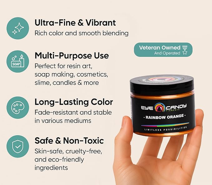 Eye Candy Pigments Premium Orange Mica Powder - Image 3