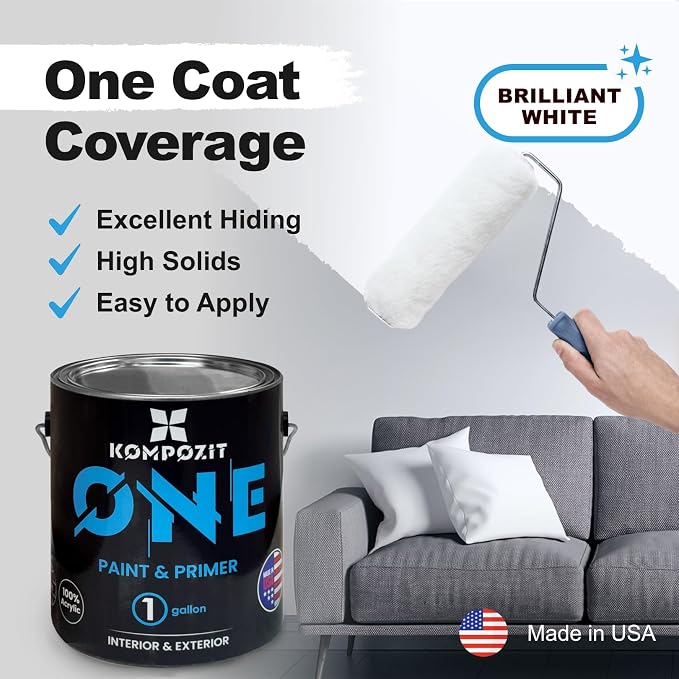Kompozit ONE Ultra Cover Interior/Exterior White 100% Acrylic Paint & Primer - Image 2