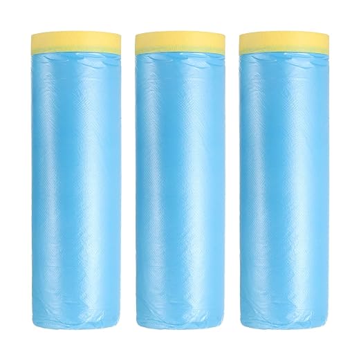 uxcell Pre-Taped Masking Film, 4.9ft x 66ft Plastic Paint Drop Cloth by uxcell