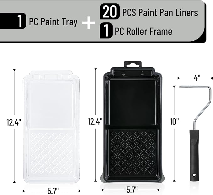 Bates- 4 Inch Paint Tray Set, 1x 4 Inch Paint Roller Tray, 20x Disposable - Image 2