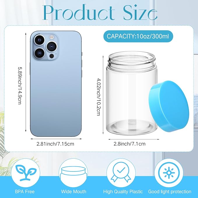 SATINIOR 12 Pack 10 oz Plastic Container Jars - Image 6