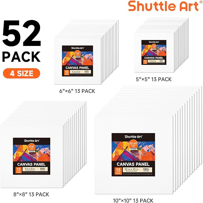 Shuttle Art Painting Canvas Panel, 52 Multi Pack, 10x10 inch, 100% Cotton Art - Image 3