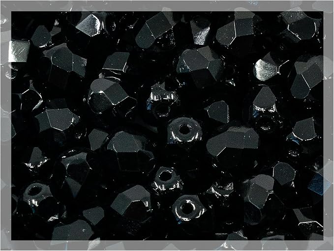 50 pcs Faceted Fire Polished Pressed Czech Glass Beads 6mm, 23980 Jet Black by CzechBeadsManufacturer