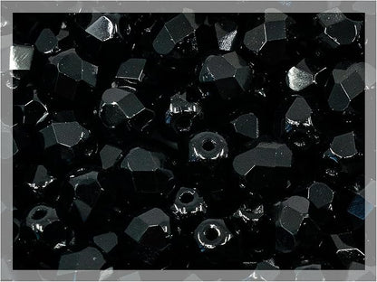 50 pcs Faceted Fire Polished Pressed Czech Glass Beads 6mm, 23980 Jet Black by CzechBeadsManufacturer