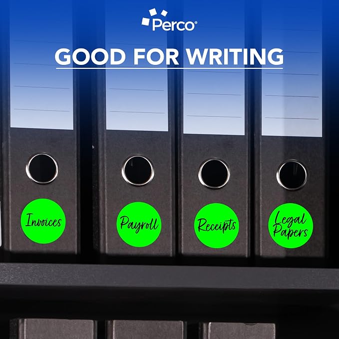 Perco Fluorescent Green 3-Inch Round Circle Dot Sticker Labels - Image 6