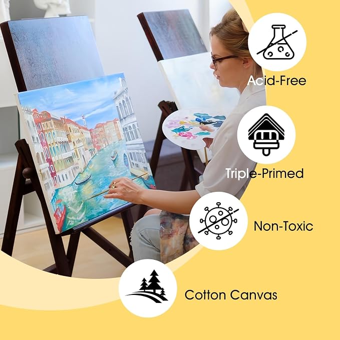 ESRICH Stretched Canvas for Painting 12x12 Inch, 16 Pack Painting Square Canvas - Image 5