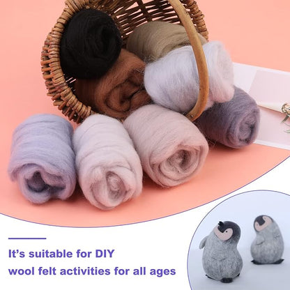 WONVOC Needle Felting Wool 80g, Wool Roving, 8 Colors, - Image 7
