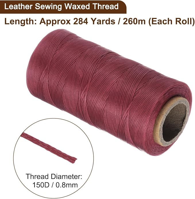 uxcell 150D 0.8mm Flat Waxed Thread 284 Yards Polyester Leather Sewing Waxed - Image 3