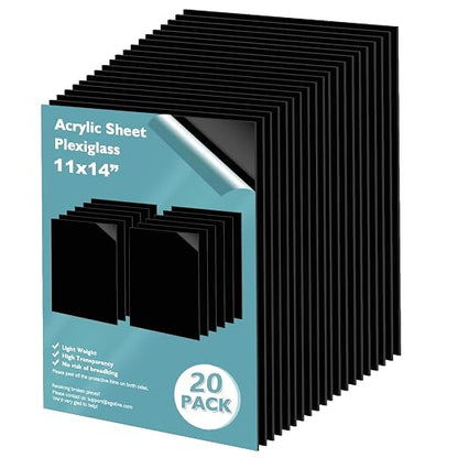 Egofine 11" x 14" Black Plexiglass Sheets 20 Pack 0.04 Inch Cast Acrylic Sheet by Egofine