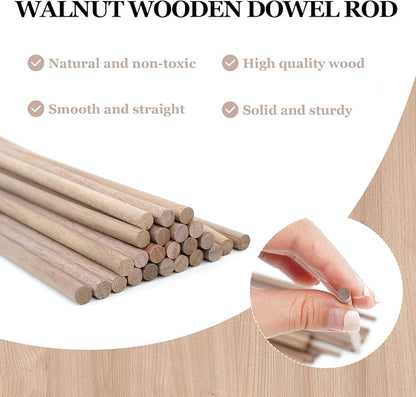 24pcs Wooden Dowel Rods, 1/4 X 12 Inch Long Walnut Dowel Rod Wooden Sticks - Image 6