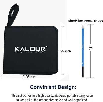KALOUR 33 Pro Drawing Kit Sketching Pencils Set, Portable Zippered Travel - Image 7