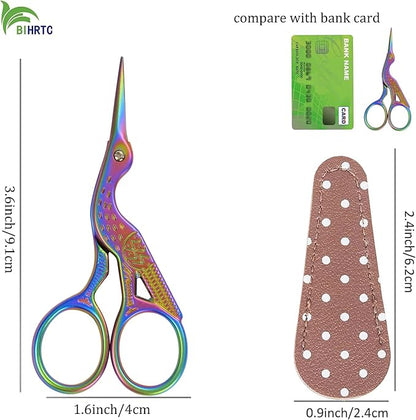 BIHRTC 3.6inch Mini Scissor Bird Crane Embroidery Scissors Stainless Steel - Image 2
