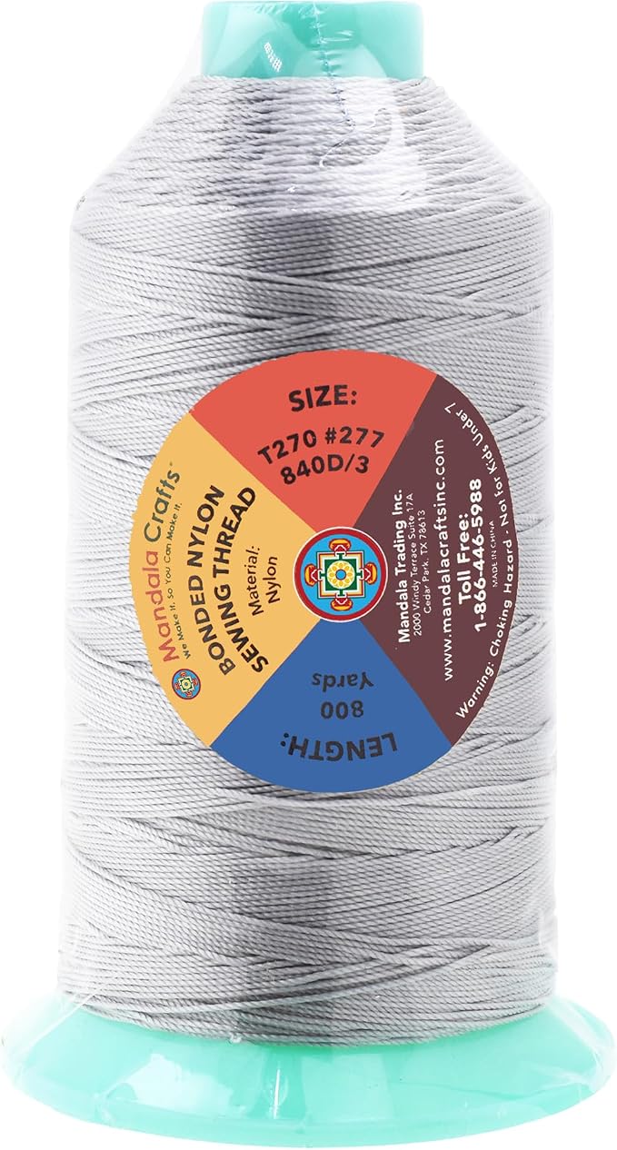 Mandala Crafts Bonded Nylon Thread Silver Heavy Duty Sewing Threads - Image 3