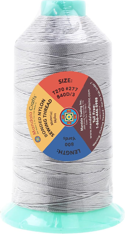 Mandala Crafts Bonded Nylon Thread Silver Heavy Duty Sewing Threads - Image 3