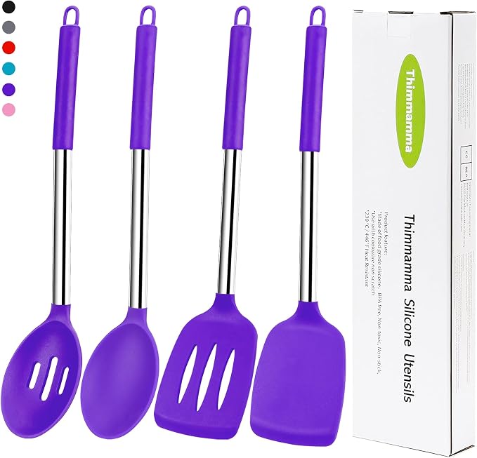 Silicone Spatula Spoon Set, BPA Free Kitchen Turners by Thimmamma