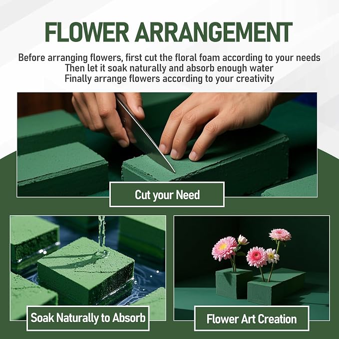 RIDEHILL 3 Pack Floral Foam Blocks, 5.5" x 3.1" x 1.7" Flower Foam - Image 5